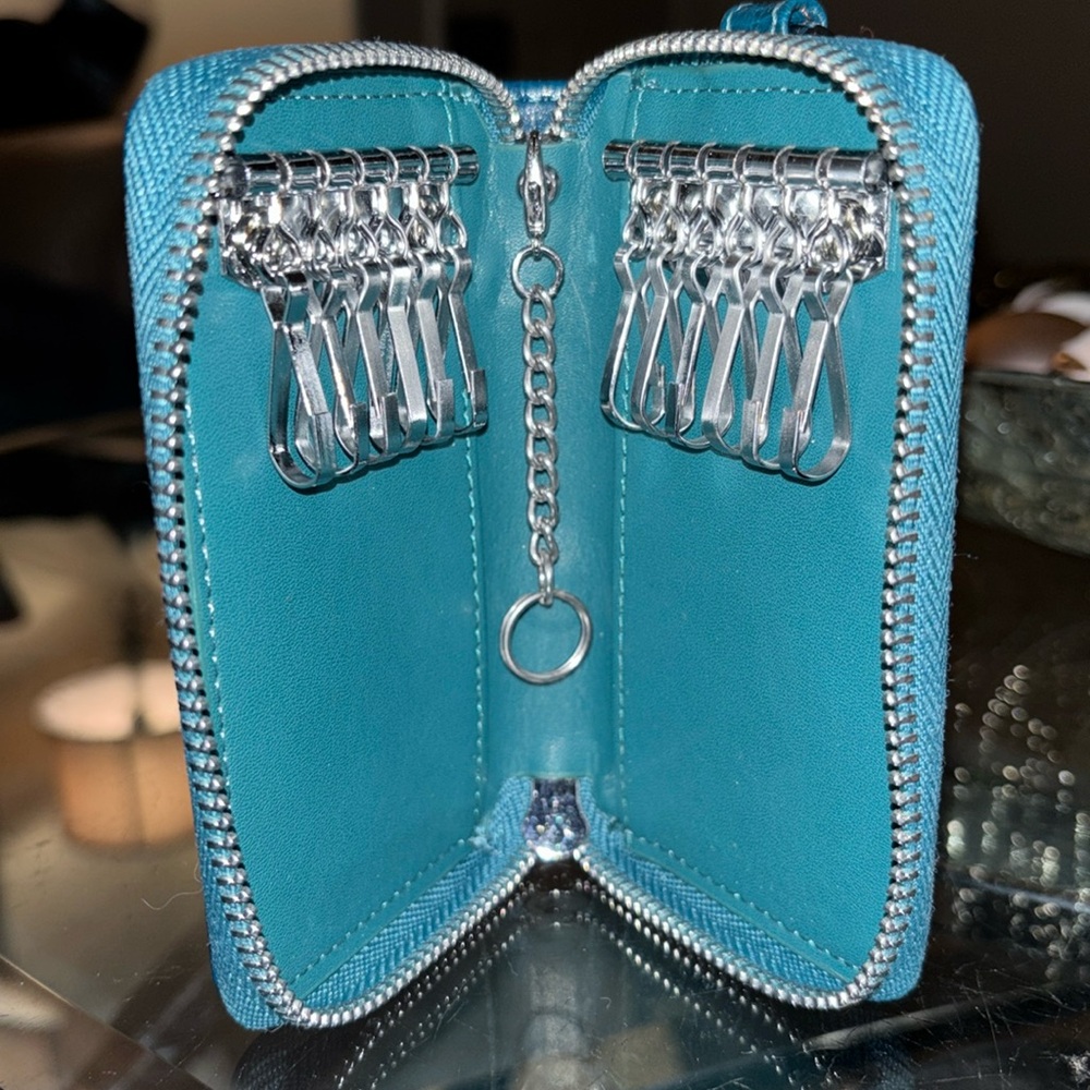 Leather Key Case Wallet Zipper Car Key Holder Wallet - Picture 3 of 9
